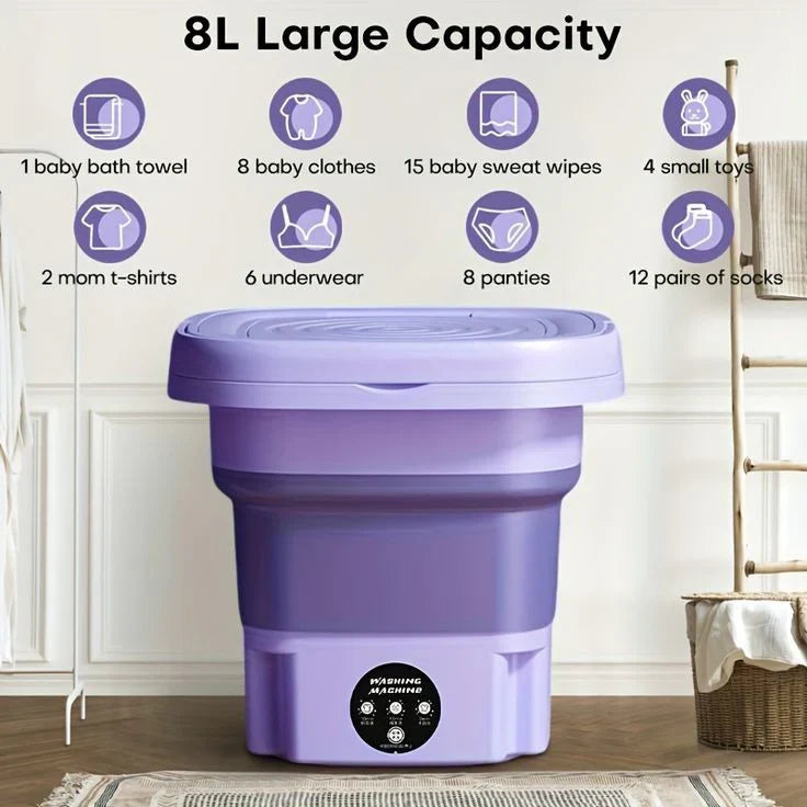 8L Travel-Friendly Folding Clothes Washer, Home and Living