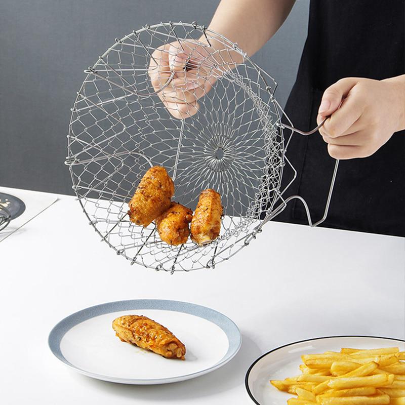 Stainless Steel Chef Basket For Draining Pasta & Vegetables