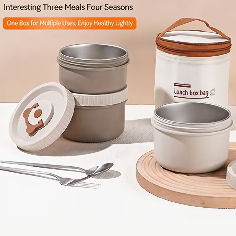 3Pcs Lunch Box Set with Insulated Storage Bag