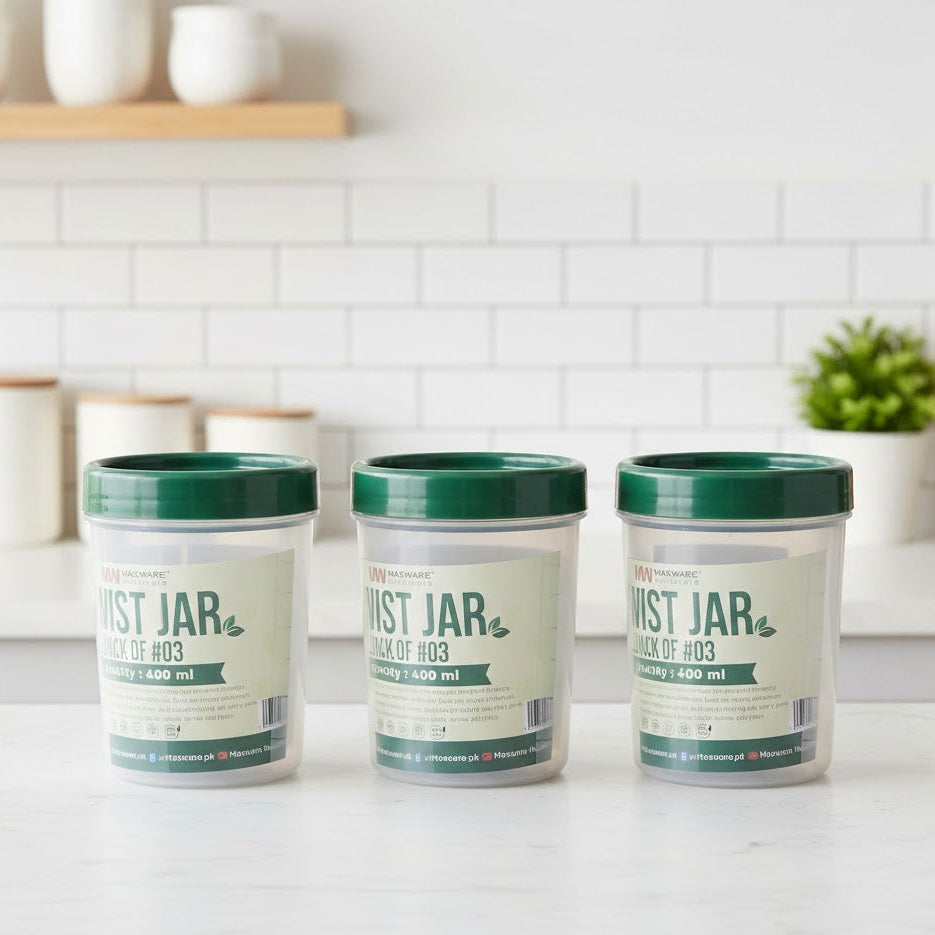 400ml Plastic Storage Jar (Pack of 3), Kitchen Accessories