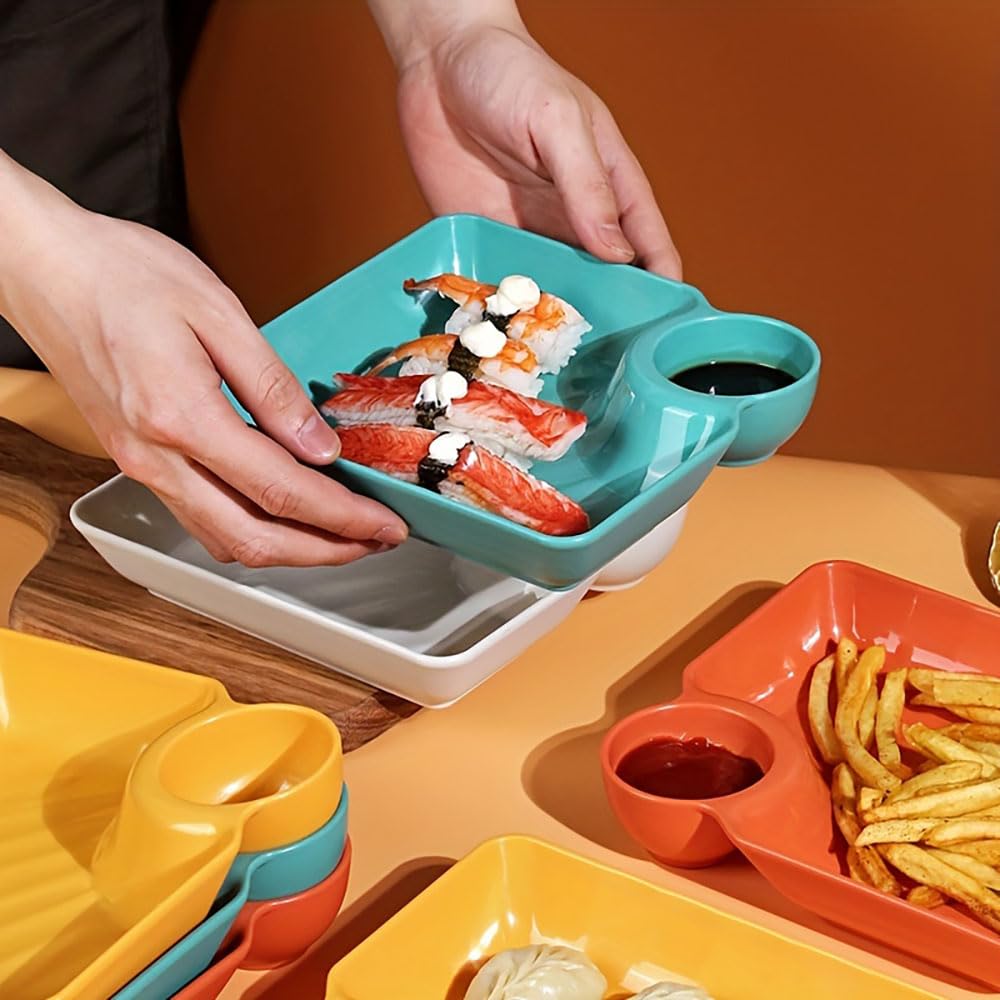 4 Set Square Dumpling Plate Set
