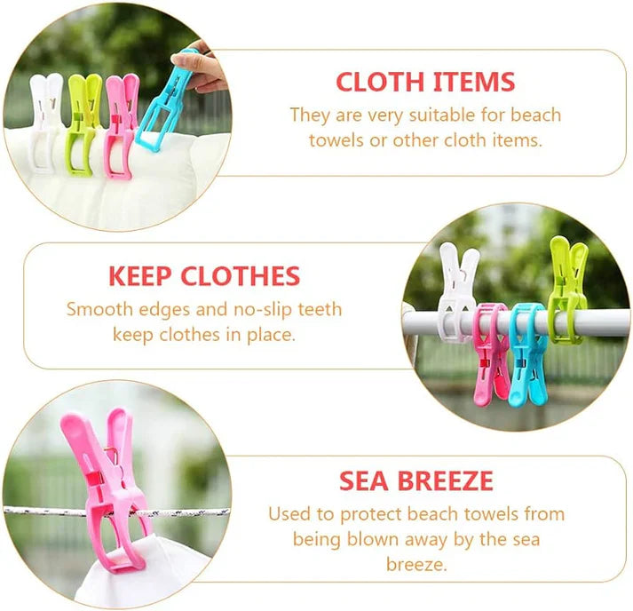 12 Pcs Large Size Strong Holding Laundry Clips
