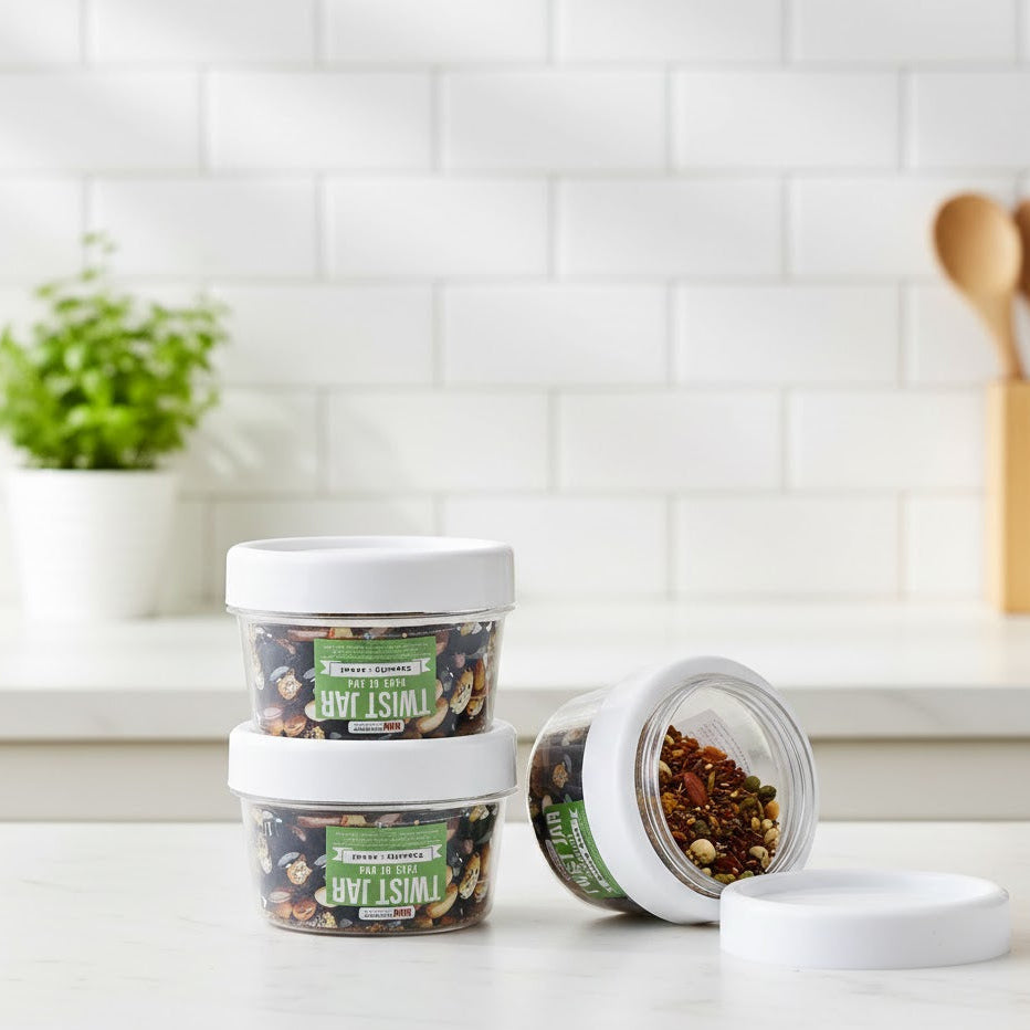 Airtight Twist Jar 200ml – Set of 4, Kitchen Accessories 