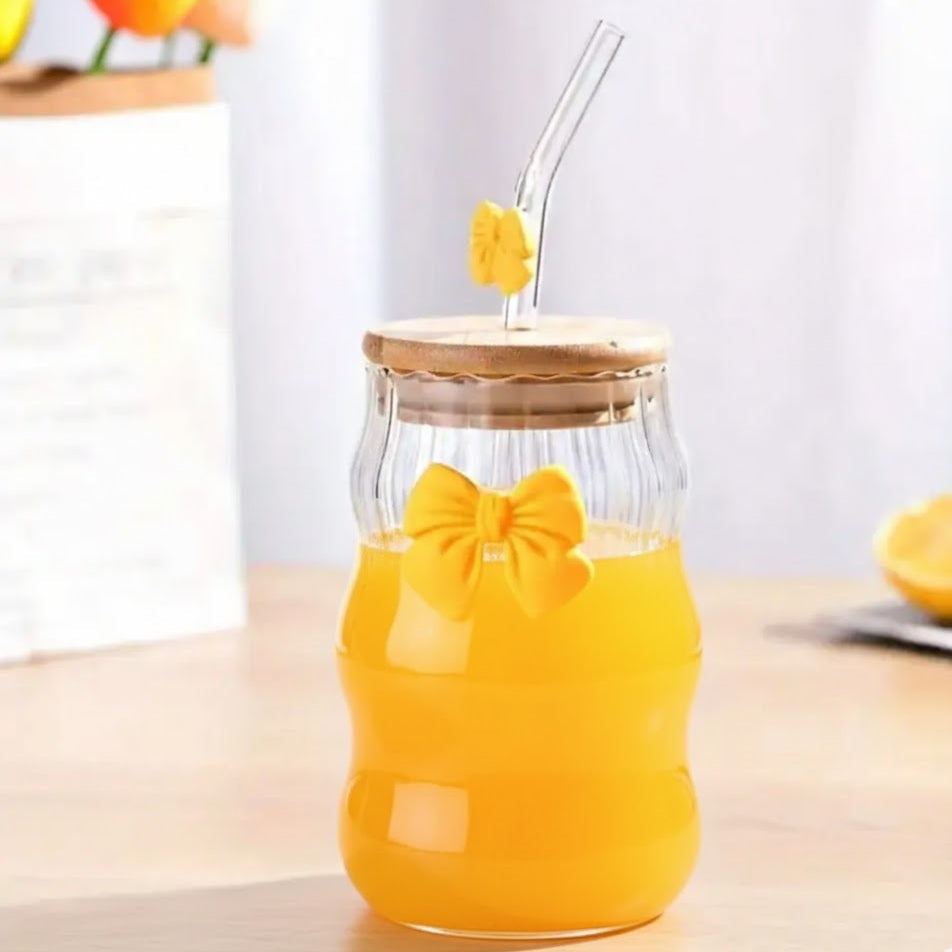 Bow Glass – Great for Smoothies, Iced Coffee & Tea, Home and Living 