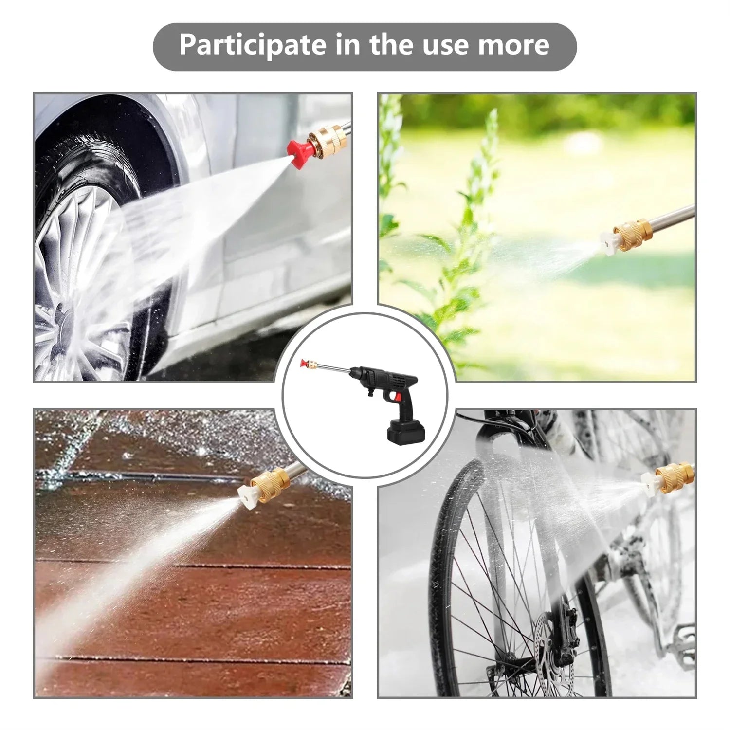 Portable Rechargeable Car Cleaning Pressure Gun, Home and Living 