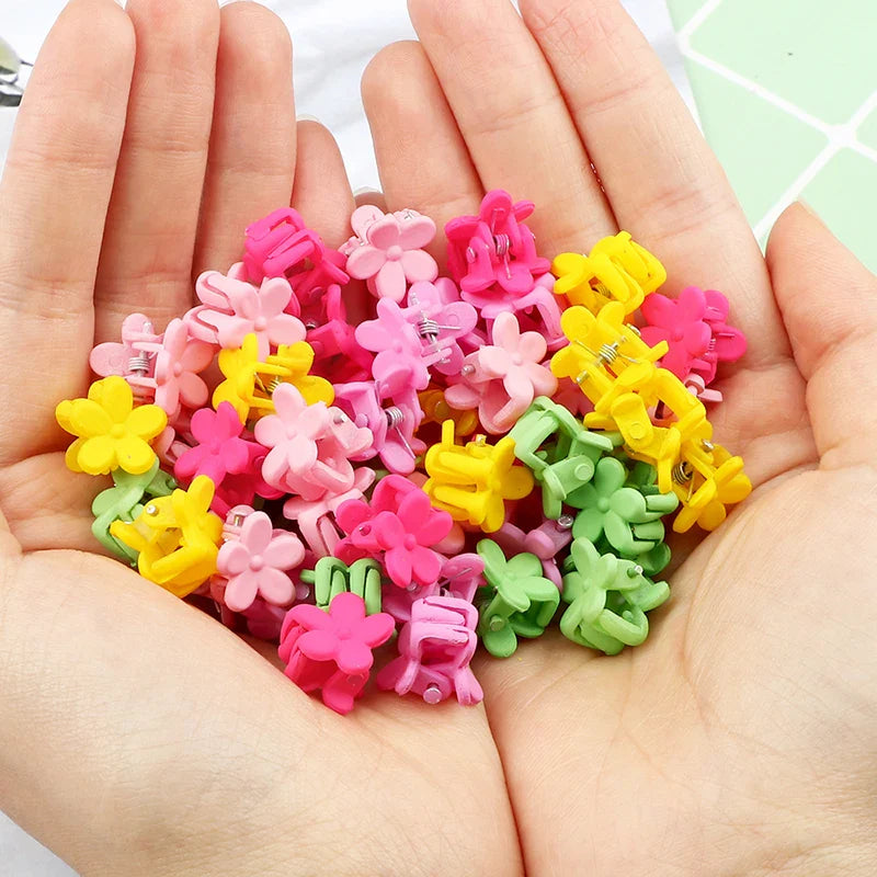 Set of 12 Colorful Mini Flower Hair Clips, Health and Beauty 