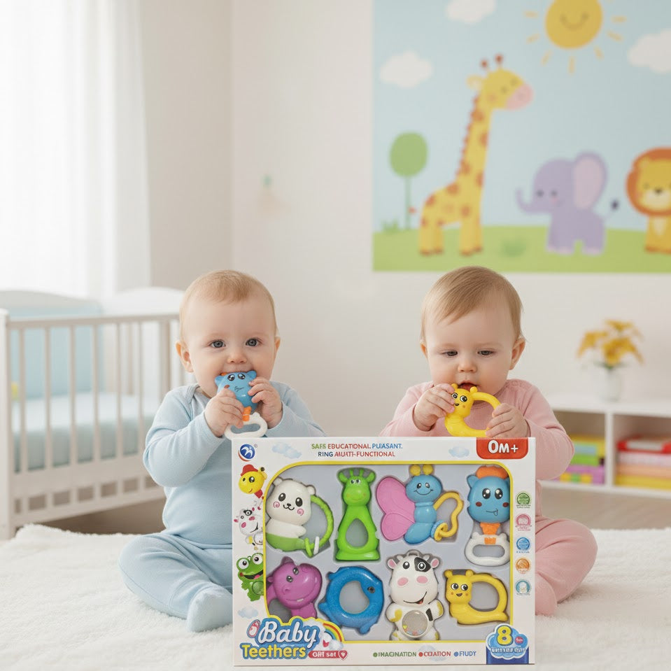 TinyTunes Imported Baby Rattle Set (8 Pcs), Babies and Toys 