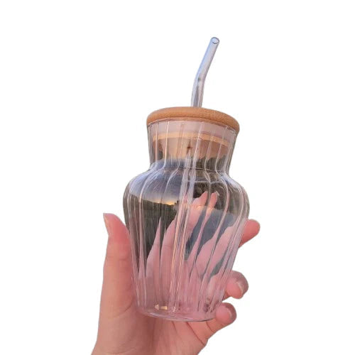 Glass Sipper With Straw Stylish & Reusable Drinking Glass