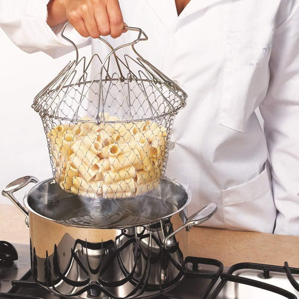 Stainless Steel Chef Basket For Draining Pasta & Vegetables